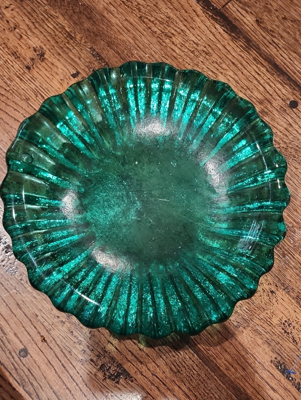 Vintage Blenko Sea Green Ribbed Bowl, designed by Wayne Husted